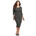 Plus Size Women's Curvy Collection Angled Stripe Dress by Catherines in Black Ivory Stripe (Size 0X)