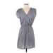 Lole Casual Dress - Mini V Neck Short sleeves: Gray Print Dresses - Women's Size Small