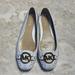 Michael Kors Shoes | Michael Kors Fulton Mac White Leather Flats Sz 7 | Color: Gold/White | Size: 7