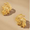 Anthropologie Jewelry | New ~ Anthropologie Gold Twist Fan Post Earrings | Color: Gold | Size: Os