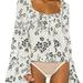 Free People Tops | Intimately Free People One On One Date Floral Peasant Top Bodysuit | Color: Black/Cream | Size: S