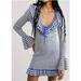 Free People Dresses | Free People Easy Baby Mini Dress Cotton Viscose Blue Cream Striped | Color: Blue | Size: L