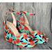 Kate Spade New York Shoes | Kate Spade New York Women's Dellie Floral Printed Ankle Strap Wedge Shoes 7.5m | Color: Green/Orange | Size: 7.5