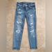 American Eagle Outfitters Jeans | American Eagle Mid-Rise Super Stretch Cropped Ripped Jegging Size 00 Regular | Color: Blue | Size: 00