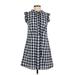 Dear Creatures Casual Dress - A-Line Mock Sleeveless: Blue Checkered/Gingham Dresses - Women's Size X-Small