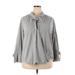 Weekend Suzanne Betro Long Sleeve Blouse: Gray Tops - Women's Size 2X