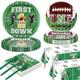 Football 1st Birthday Party Supplies for 40 Guests, Include First Down Plates, 1st Birthday Plates, Napkins, Forks, First Year Down Tablecloths for Boys Baby First Birthday Party Decorations