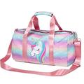 Duffle Bag Girls Teens Kids Sports Gym Bag with Shoe and Wet Clothes Compartments, Dance Swimming Sleepover Overnight Weekender Travel Bag, 05-Unicorn