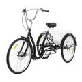 ZAANU 26 Inch 6 Speed Adult Tricycle 3 Wheel Cruise Bicycle with Shopping Basket Mudguards Reflective Light Bell Non-Skid Pedals Double Brakes for Recreation Cargo Trike