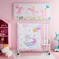 Little Grape Land Mini Crib Bedding Set Unicorn, Portable Crib Bedding Set for Girls, Luxury Pink Gold 3 Piece Crib Set, Unicorn & Sparkle Theme in Metallic Gold, Pink, Purple and Sky Blue