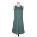 Nine West Casual Dress - A-Line Scoop Neck Sleeveless: Teal Solid Dresses - Women's Size Medium