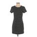 French Connection Casual Dress - Sheath Crew Neck Short sleeves: Black Print Dresses - Women's Size Medium