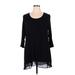 LOGO by Lori Goldstein Casual Dress - Shift Scoop Neck 3/4 sleeves: Black Print Dresses - Women's Size 1X