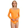 Body manches longues ""carmen"", orange fluo