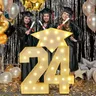3.3/4FT Marquee Light Up Numbers Giant Mosaic Number Frame Marquee numero 24 Grad Cap con stringa di