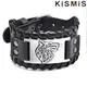 1pc Herrenmode Edelstahl Wolfskopf breites Leder armband Schmuck Stone go Accessoires Wikinger