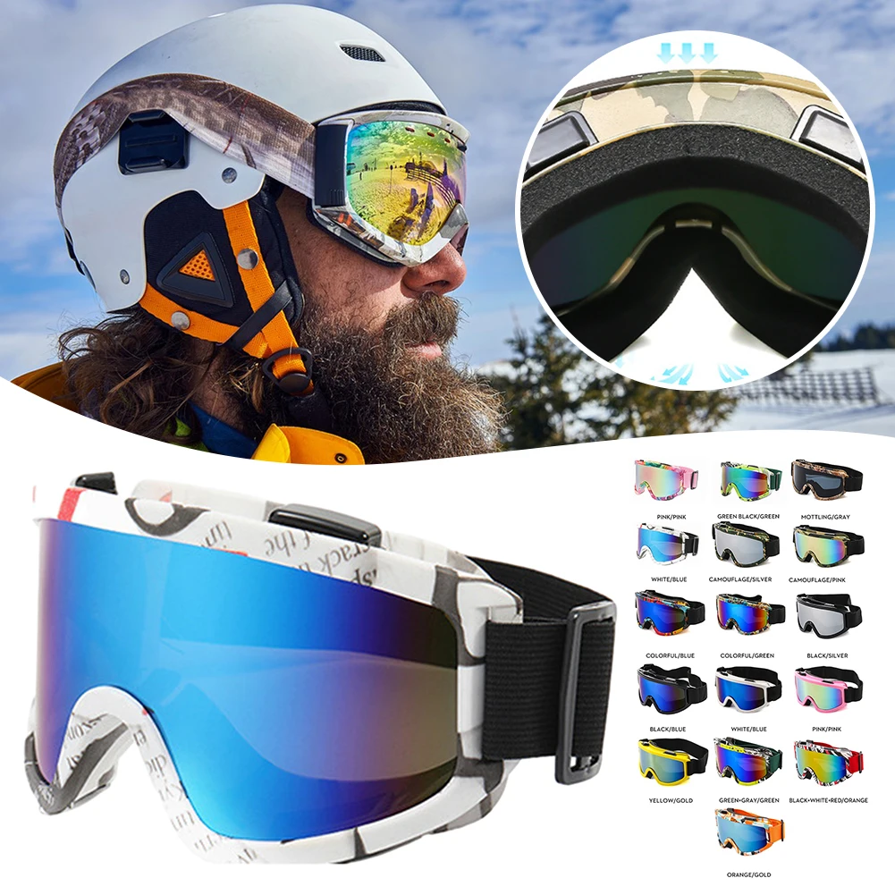 Skibrille mit großem Rahmen und bunten Gläsern, Anti-Beschlag-Mountain-Ski-Brille, Outdoor-Sport, Schnee, Snowboard-Brille für Erwachsene und Jugendliche Image
