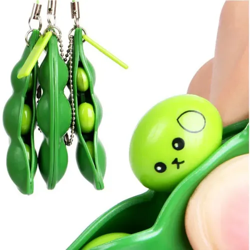 2 Stück Peapod Zappeln Spielzeug drücken Sie eine Bohne Edamame Erbse Schlüssel bund Schlüssel ring