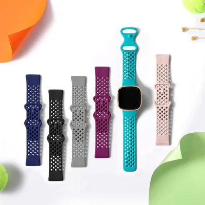 Atmungsaktives Sport-Silikonarmband für Fitbit Versa 3 / Fitbit Sense Band Ersatzarmband für Fitbit Versa 3
