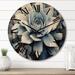 Designart "Blue White Cactus Minimal Collage I" Floral Oversized Wood Wall Clock