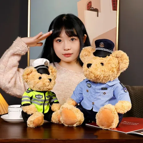 Plüsch Polizei Bär Spielzeug Verkehr Teddybär Peluche Puppen voller Stofftier Spielzeug für Kinder