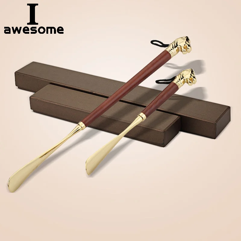 Hohe-qualität Zarte Lion Pferd Kopf Metall Schuh Horn Luxus Schuh Pull-auf Nicht-biegen Legierung Solide holz Schuhe Pull-auf Gerät