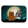 Halloween Scary Chow Chow Red Dish Drying Mat