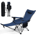 GVDV Camping Lounge Chair Portable Reclining Camping Chair Folding Camping Chair with Footrest Headrest & Storage Bag 330lbs Weight Capacity
