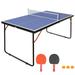 Table Tennis Table Foldable Portable Ping Pong Table Set with Net 2 Ping Pong Paddles for Indoor Outdoor Game