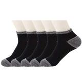 Mens Athletic Ankle Socks Running Low Cut 5 Pairs Cotton Cushioned Athletic No-Show Socks Black