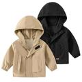 Esaierr Toddler Spring Fall Boys Hooded Jackets for Kids Lightweight Trench Coats Waterproof Zipper Hoodie Raincoats Solid Color Windbreaker Jackets for 1-7 Years Old