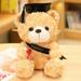 Angfeng 23/28cm Cute Bear Doll Plush Toy Stuffed Soft Kawaii Bachelor Bear Dr Bear Graduation Bear Teddy Bear(black& light brown)28cm