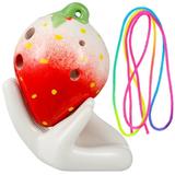 Ocarina Instrument Strawberry Shaped Ocarina Musical Instrument Toy with String Support Stand and Music Score for Children Beginners