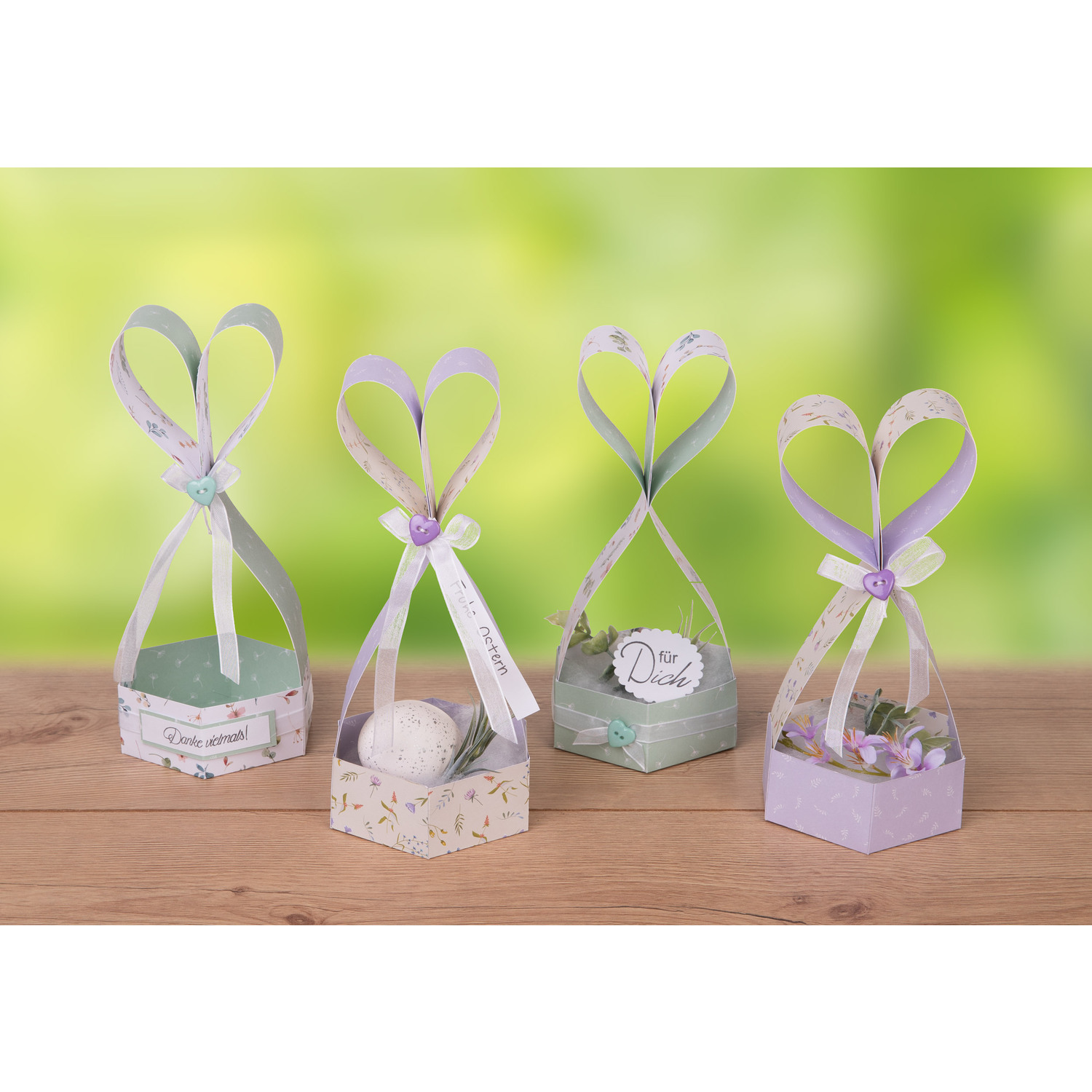 buttinette Kit créatif paniers cadeaux "printemps", 4 pièces