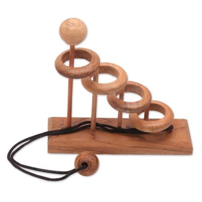 Magic Knot,'Artisan Crafted Teak Wood Desktop Puzzle Game from Java'