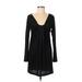 Robert Rodriguez Casual Dress - Shift Plunge Long sleeves: Black Print Dresses - Women's Size 6