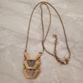 J. Crew Jewelry | J.Crew Pave Rhinestone Art Deco Pendant Snake Chain Necklace | Color: Gold | Size: Os
