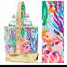 Lilly Pulitzer Bags | Lilly Pulitzer Blue Gold Fan Sea Pants Wine Tote | Color: Blue/Gold | Size: Os