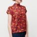 J. Crew Tops | J.Crew Mock Neck Silk Blouse With Back Bow | Color: Red/Yellow | Size: 2