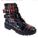 Jessica Simpson Shoes | Jessica Simpson Kerina-2 Blue Combo Academy Plaid Lace-Up Combat Boot 9.5w | Color: Black/Blue | Size: 9.5