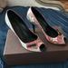 Louis Vuitton Shoes | Louis Vuitton Open Toe Mid Heel Patent Leather | Color: Black/Red | Size: 7.5
