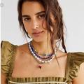 Free People Jewelry | Free People Mykonos Layered Necklace Murano Glass Beads Festival Boho Nwt | Color: Blue/Silver | Size: Os