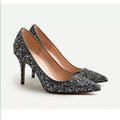 J. Crew Shoes | J Crew Elsie Pump Black Gray Gunmetal Glitter Heel Shoe Point Toe Size 6 | Color: Black/Silver | Size: 6