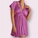 Anthropologie Dresses | Anthropologie | Silky Vibrant Deep V-Neck Luminous Mini Faux Wrap Pleated Dress | Color: Purple | Size: 10p