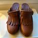 Madewell Shoes | Madewell Womens Leather Fringe Clog Platform Size 10 Us Brown Never Worn | Color: Brown | Size: 10