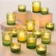 Hewory Tealight Holders Glass Candle Holder: 24pcs Tea Light Candle Holders Green Votive Candle Holder for Table Centrepiece, Tea Light Holders Glass Holder for Wedding Party Living Room Home Decor