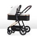 LEIYTFE PU Leather Baby Pushchair Stroller Lightweight Stroller for Toddlers, Travel Baby Carriage Folding Baby Prams,Adjustable Seat Back and Oversize Basket (Color : White, Size : 2 in 1)