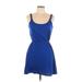 Eyeshadow Casual Dress - Mini: Blue Solid Dresses - Women's Size Large