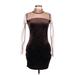 Shein Cocktail Dress - Mini Crew Neck 3/4 sleeves: Black Print Dresses - Women's Size Large