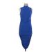 Shein Cocktail Dress - Bodycon High Neck Sleeveless: Blue Solid Dresses - New - Women's Size 6